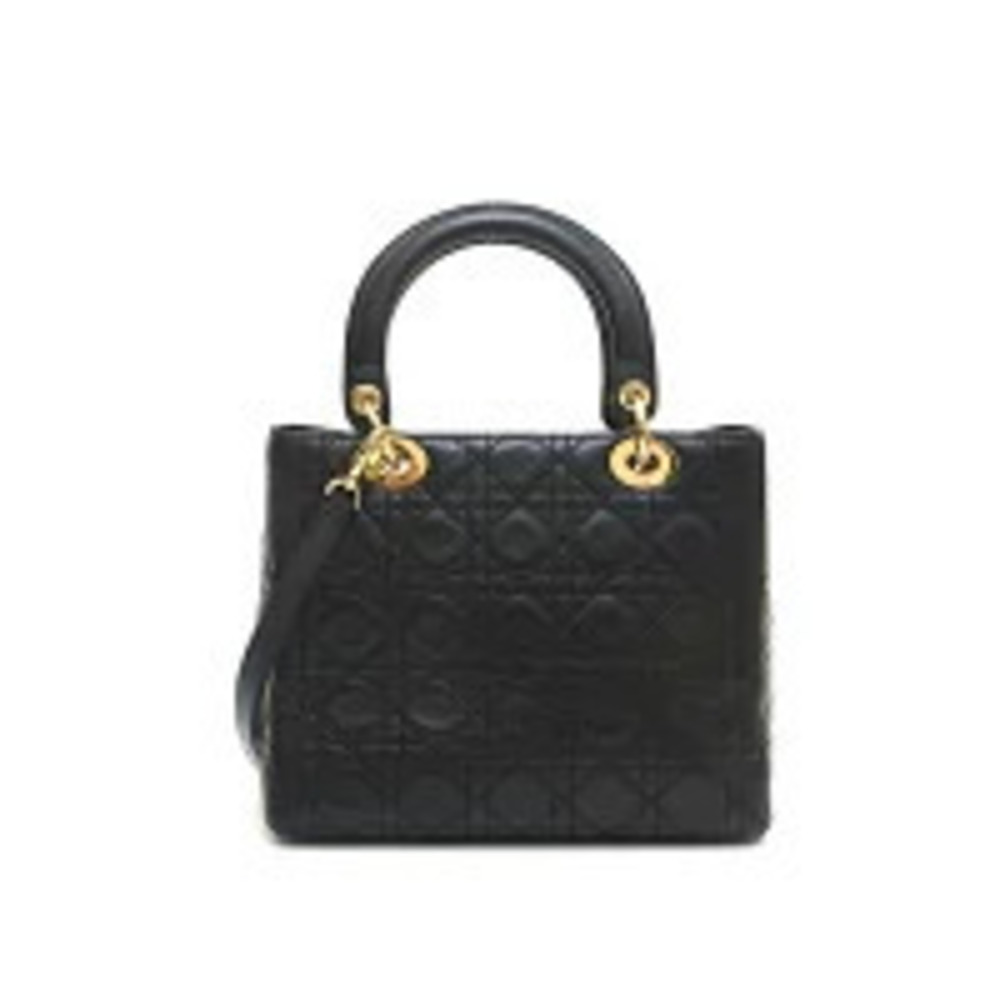 Christian Dior Lady Cannage hand shoulder bag leather black